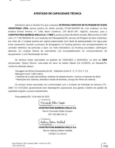 ATESTADO DE CAPACIDADE TECNICA FILTROVALI x CBM OBRA NA VALE SALOBO 2 page 0001 400x516 - Atestados de Capacidade Técnica