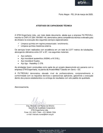 Atestado de Capacidade Tecnica ETM Filtrovali 400x516 - Atestados de Capacidade Técnica