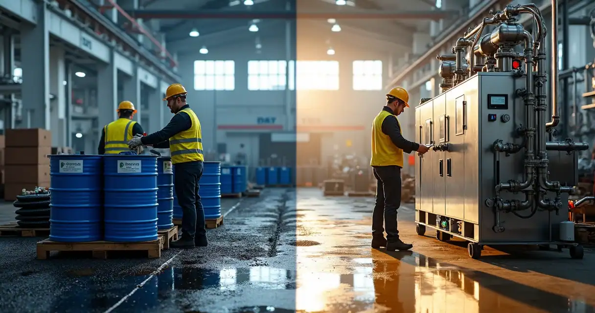 Comparação entre troca total de óleo e filtragem avançada em sistema industrial