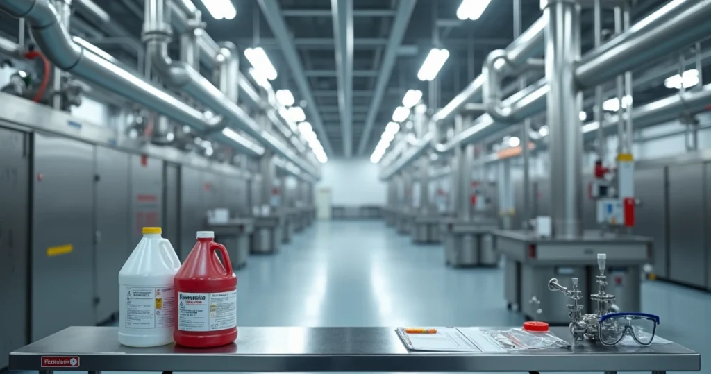 Tubulações industriais inox brilhantes em ambiente limpo após decapagem e passivação