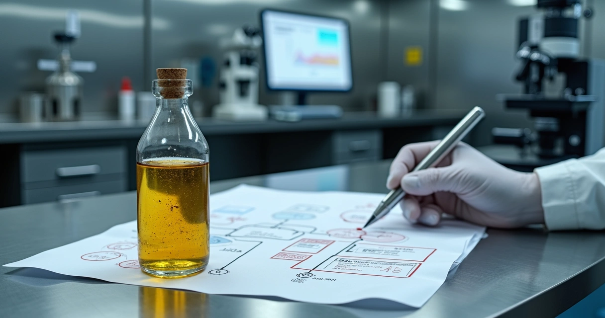 Técnico analisa mapa de rastreio de contaminação em amostra de óleo