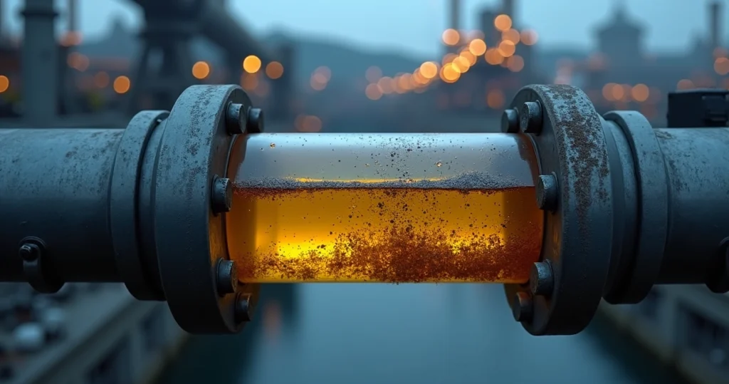 Sensor digital monitora contaminação de óleo hidráulico em tubulação industrial