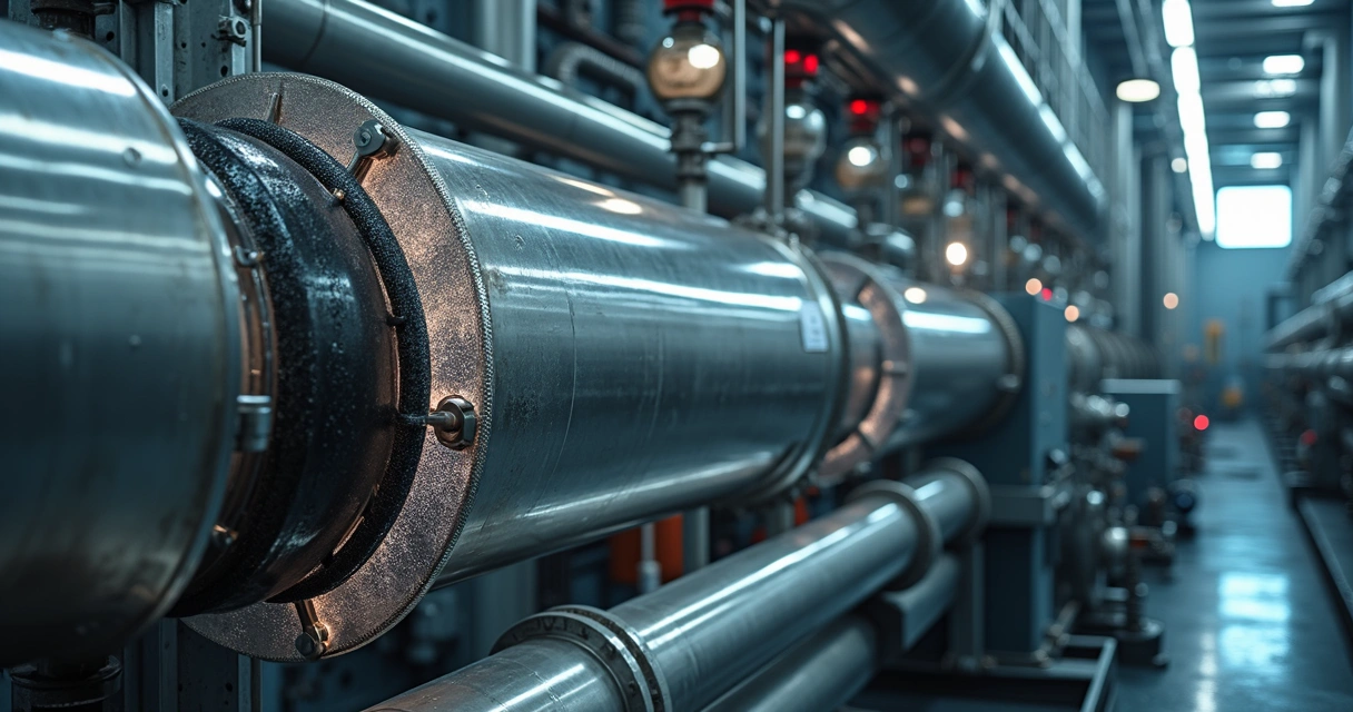 Bomba de flushing operando em rede de tubulações industriais