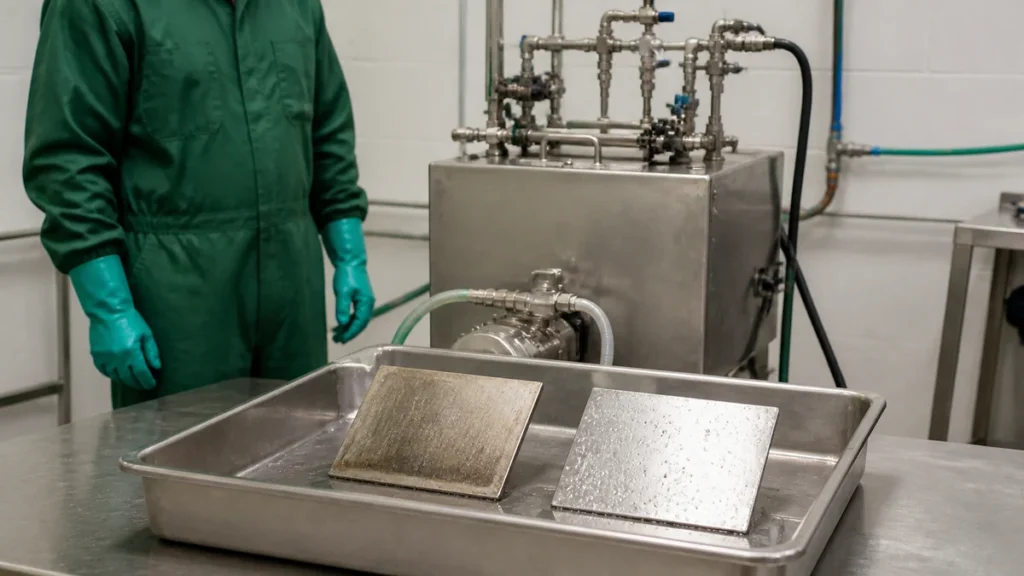 Preparação de tubulação industrial com desengraxe antes da decapagem