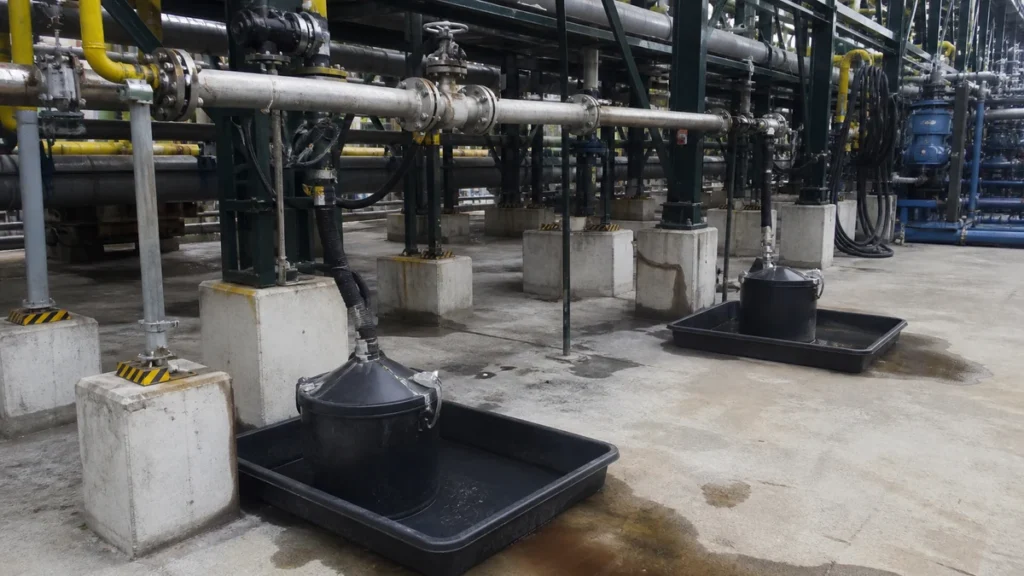Pontos baixos identificados para drenagem após flushing industrial