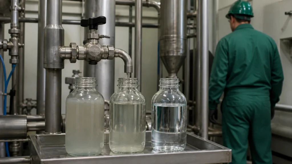 Amostras sequenciais de retorno usadas para acompanhar enxágue após limpeza química