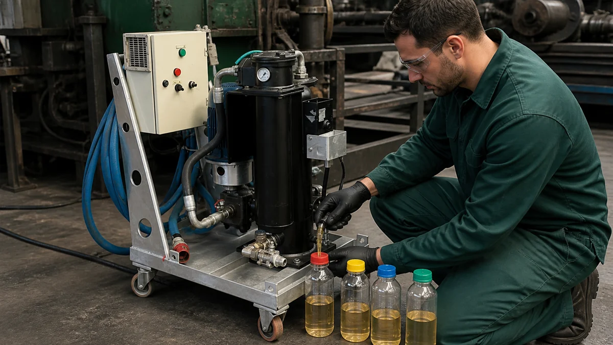 Coleta sequencial de amostras em carrinho industrial de filtragem para analise de tendencia de particulas