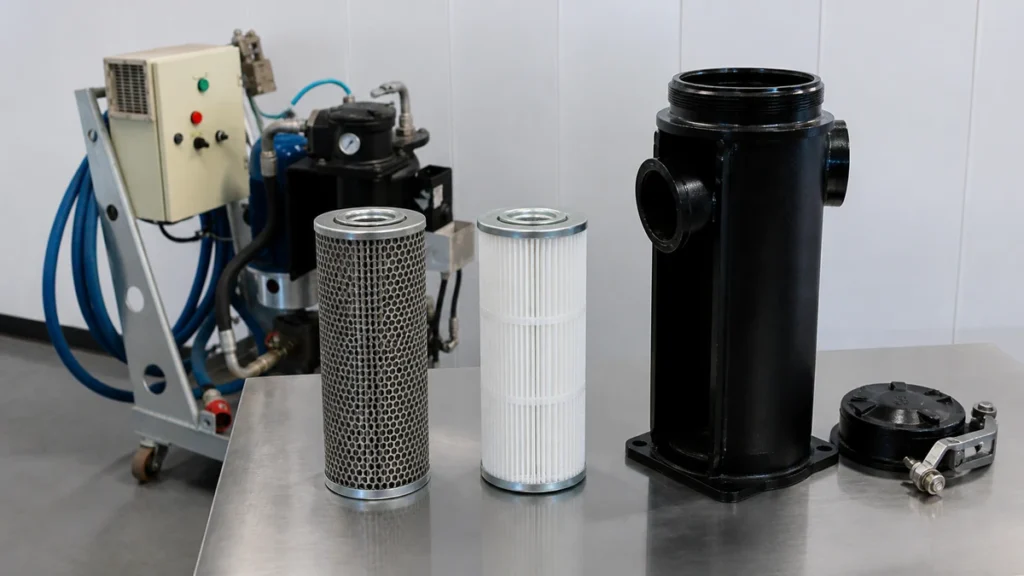 Comparação de elementos filtrantes nominal e absoluto para óleo hidráulico industrial