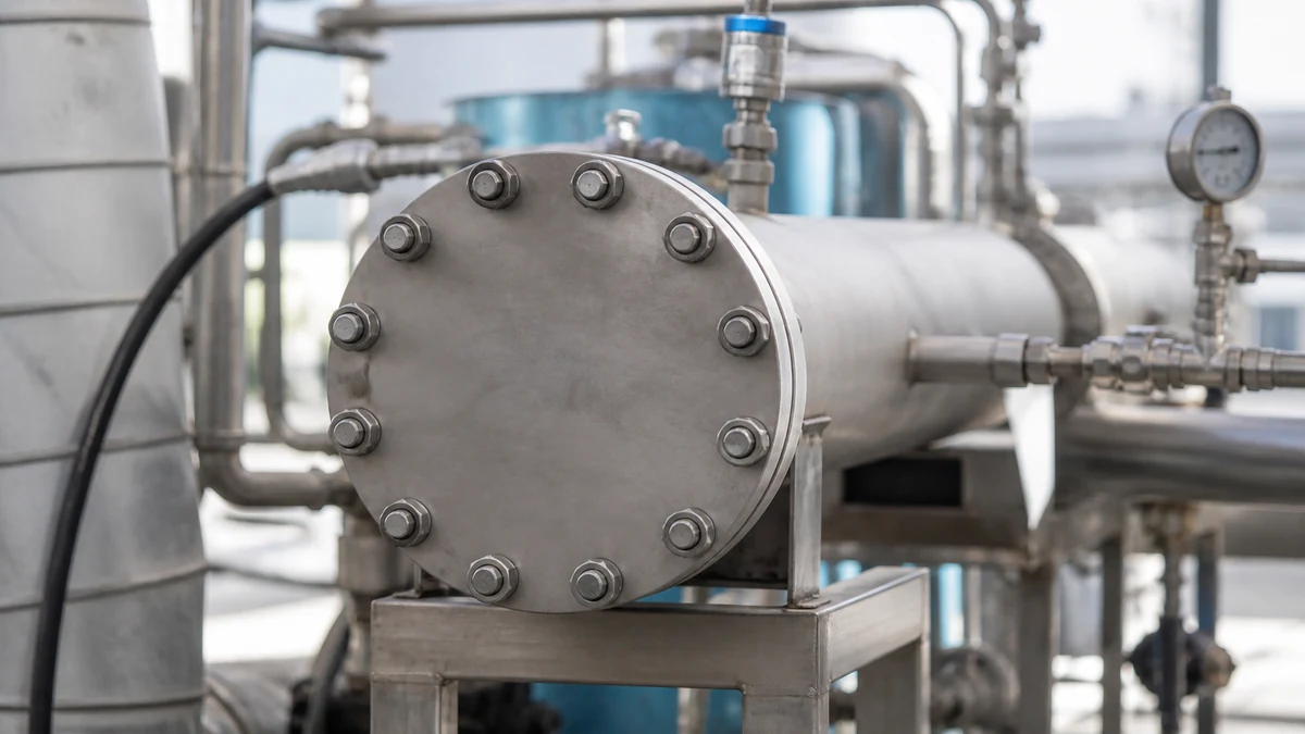 Flange cego e tampão temporário montados em linha para teste hidrostático