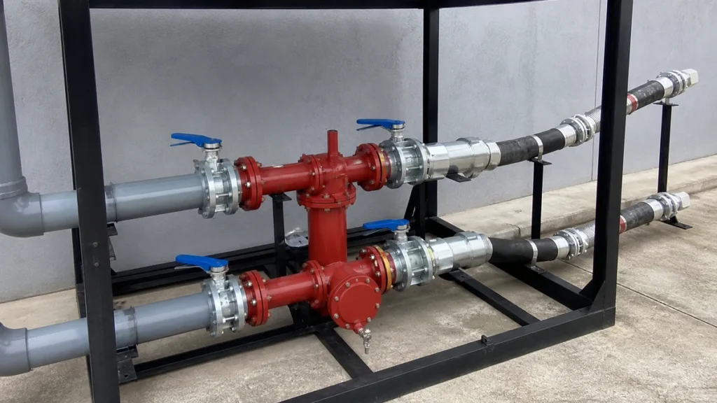 Circuito temporário preparado para comparar dois sentidos de fluxo no flushing