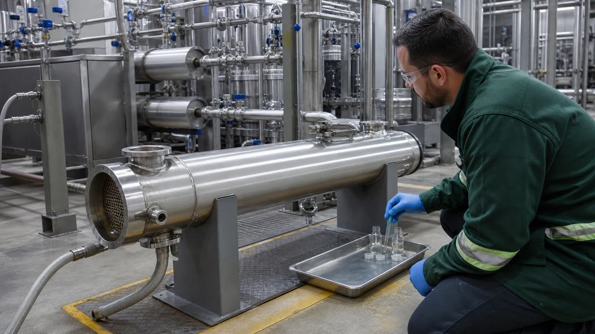Superfície inox inspecionada após limpeza química para decidir passivação