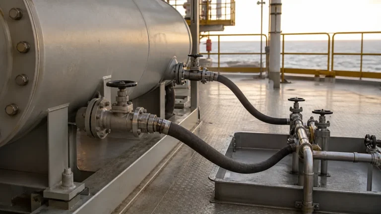 Circuito temporário conectado a vaso APV offshore para planejar a limpeza antes da parada