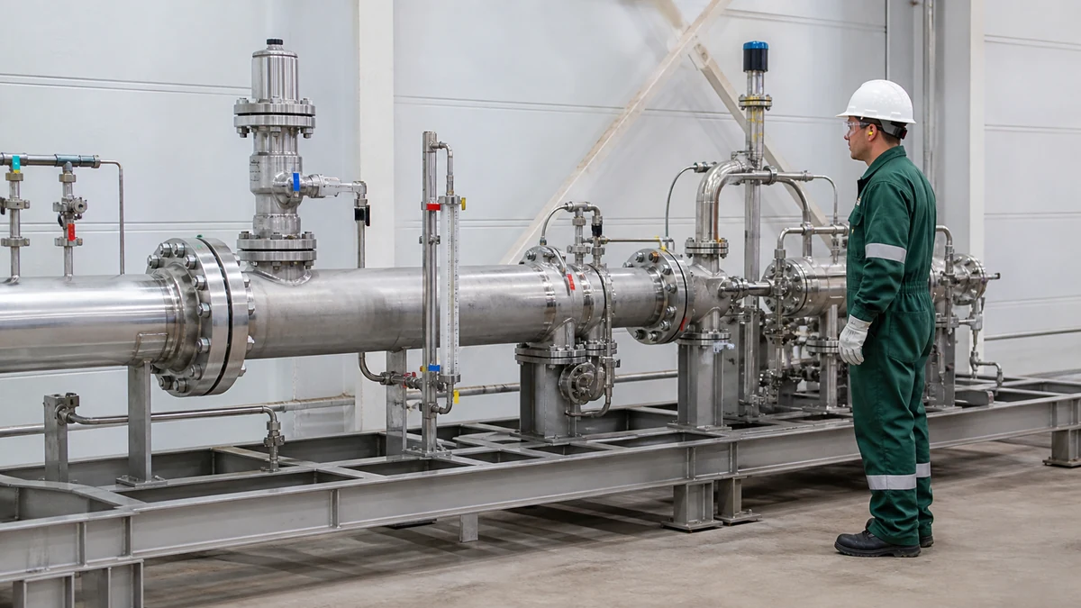 Linha industrial tampada e preservada após flushing aguardando partida