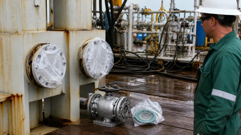 Interfaces flangeadas protegidas para reconexão após flushing industrial