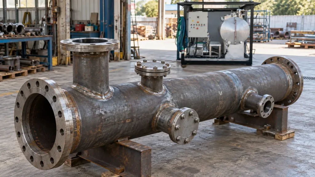 Tubulação de aço carbono em avaliação técnica para projeto de decapagem industrial