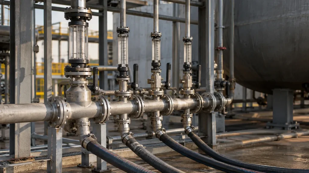 Circulação na limpeza química em contexto industrial técnico e realista