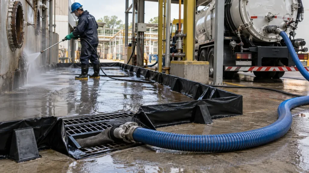 Efluente do hidrojateamento em contexto industrial técnico e realista