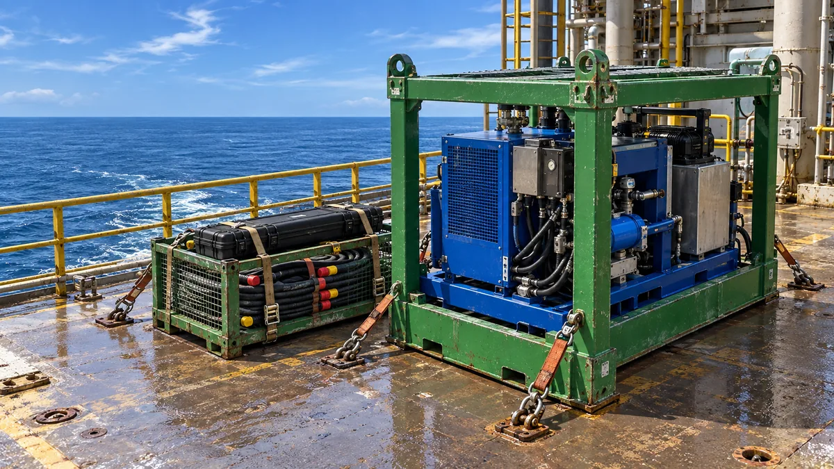 Equipamento de hidrojateamento contido em skid e preparado para mobilização offshore