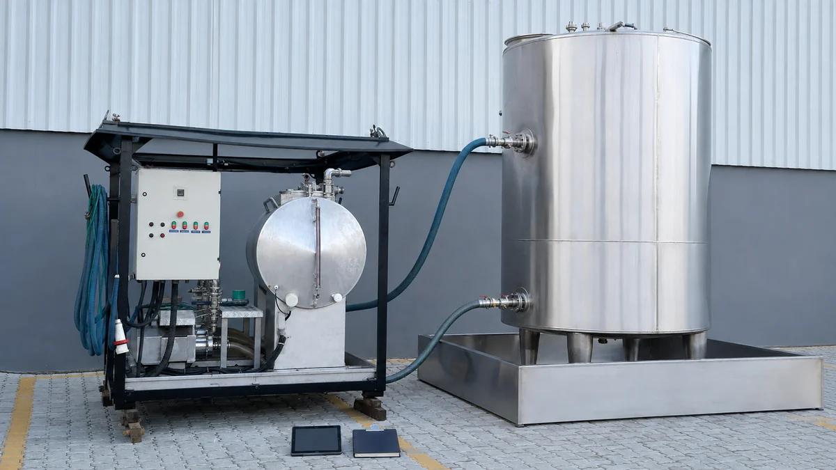 Tanque industrial em aço inox com circuito de passivação e registros técnicos de execução