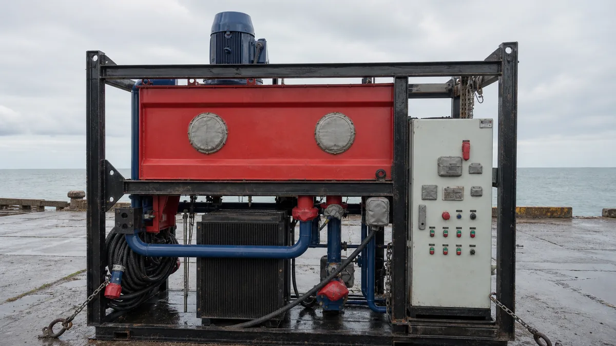 Unidade de flushing preservada para embarque offshore com conexões e instrumentos protegidos