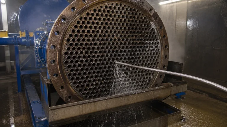 Feixe tubular com contenção do retorno durante hidrojateamento dos tubos