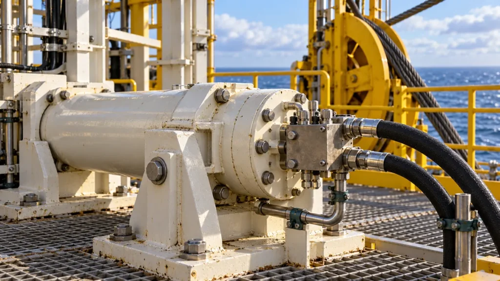 Cilindro fixo e manifold de tensionamento de riser offshore