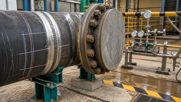 Conjunto de teste hidrostático integrado à montagem de tubulações em estaleiro