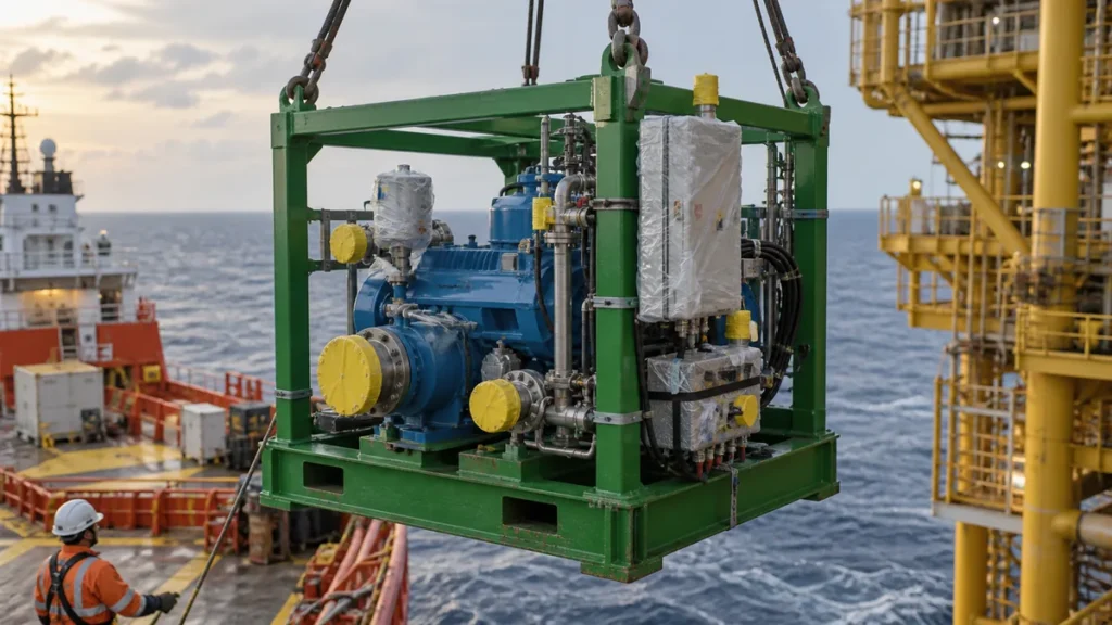 Transferência de equipamento para a plataforma em contexto industrial técnico e realista