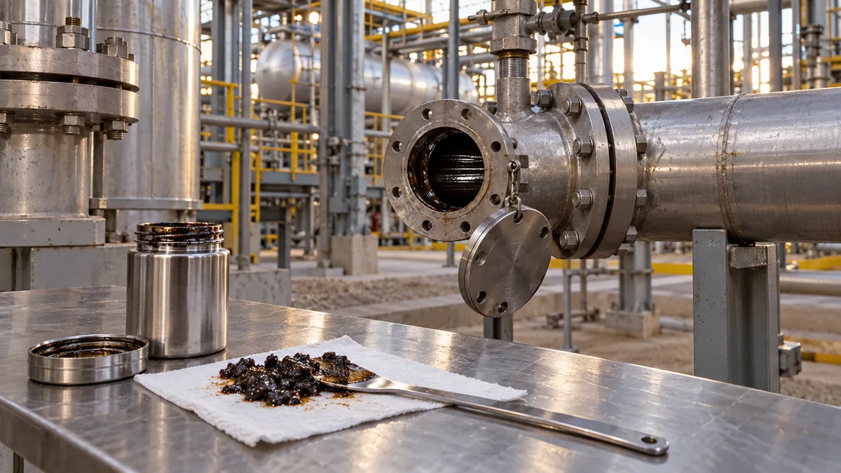 Amostra de depósito retirada de tubulação industrial