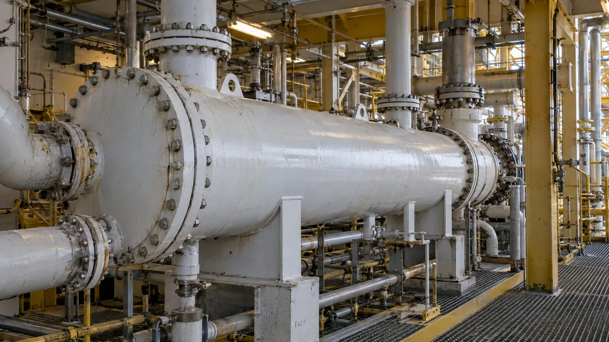 Trocador de calor horizontal instalado em módulo de processo de FPSO